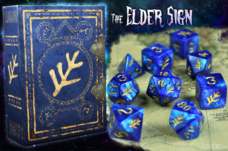 Elder Dice: Elder Sign - Blue Aether Polyhedral Set