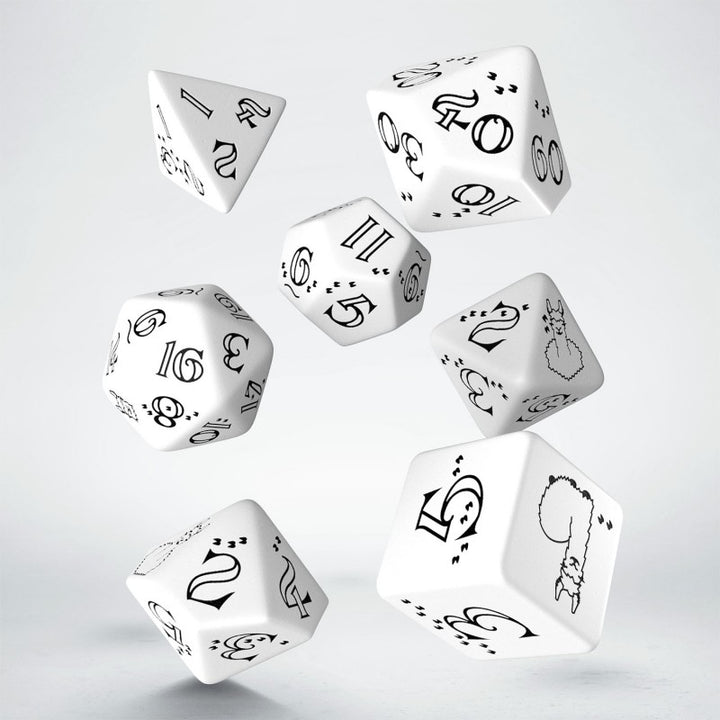 Bright Llama Dice Set (White & black) (Q-Workshop) (SLLA02)