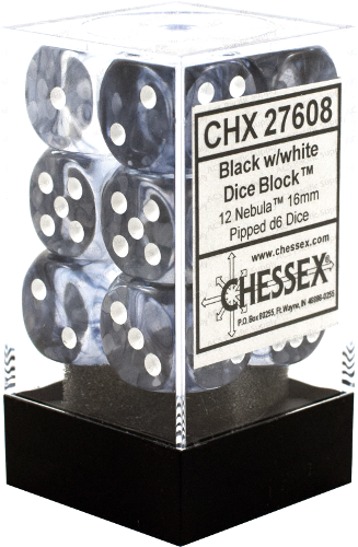 Nebula™ 16mm d6 Black/white Dice Block™ (Chessex) (27608)