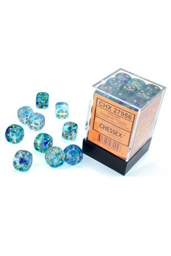 Nebula™ 12mm d6 Oceanic/gold Luminary Dice Block™ (36 dice) (Chessex) (27956)