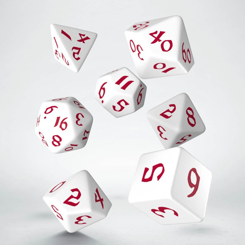 Classic Runic White & red Dice Set (7) (Q-Workshop) (SCLR04)