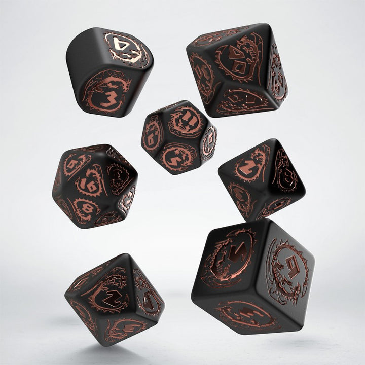 Dragons Modern Dice Set: Obsidian (Q-Workshop) (RDRA07)