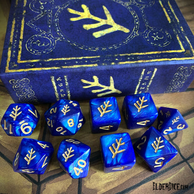 Elder Dice: Elder Sign - Blue Aether Polyhedral Set