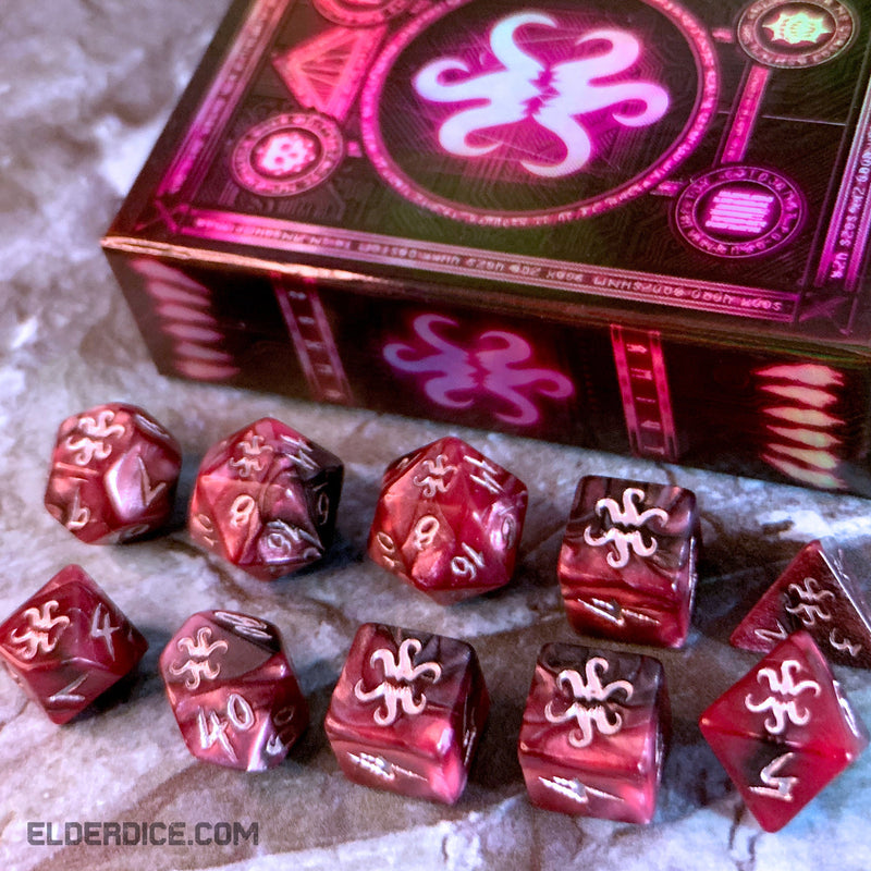 Elder Dice: THEY - Silver Ink on Magenta and Black