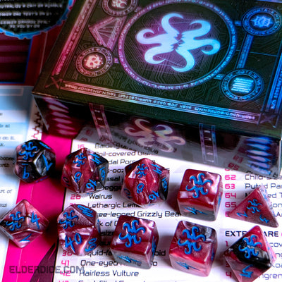 Elder Dice: THEY - Cyan Ink on Magenta and Black