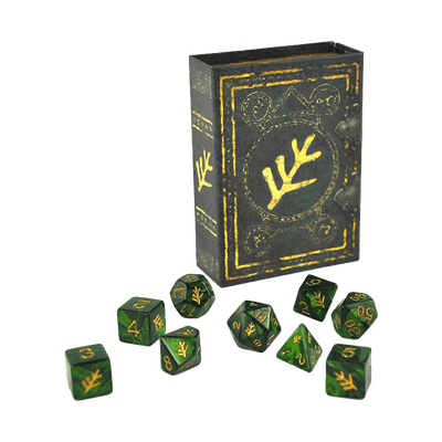 Elder Dice: Green Lovecraft Elder Sign Polyhedral Set
