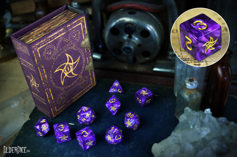 Elder Dice: Astral Elder Sign Dice - Mystic Purple Polyhedral Set