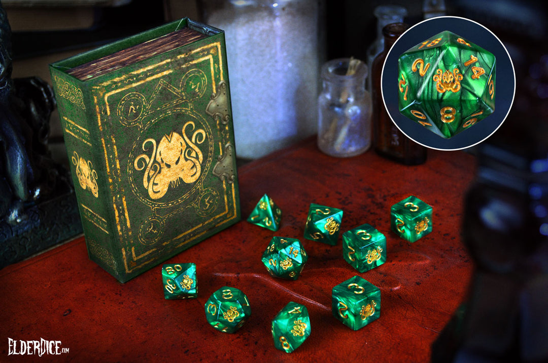 Elder Dice: Brand of Cthulhu Dice - Drowned Green Polyhedral Set