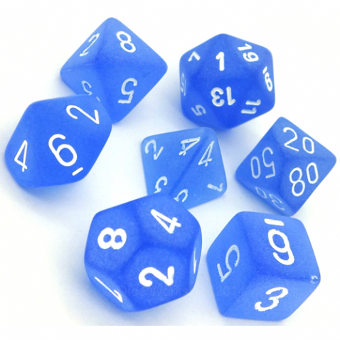 Frosted - Blue/white - Polyhedral 7-Die Set (27406) - Chessex