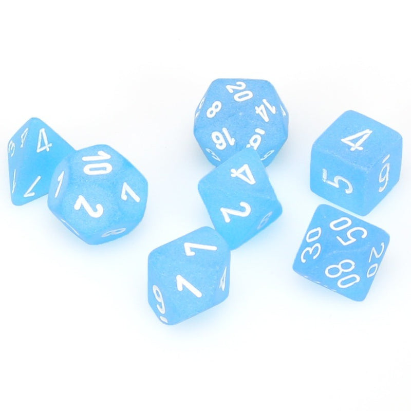 Frosted - Caribbean Blue/white - Polyhedral 7-Die Set (27416) - Chessex