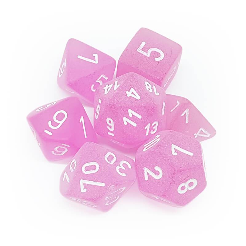 Frosted - Pink/white - Polyhedral 7-Die Set (27464) - Chessex