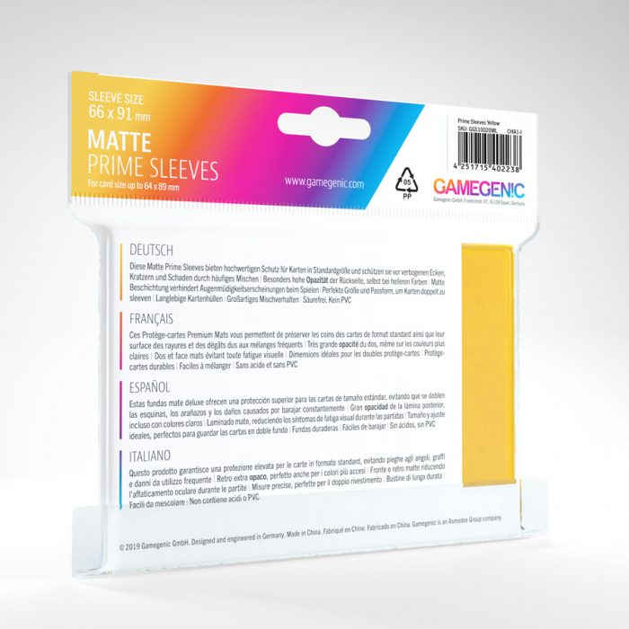 Gamegenic Matte Prime Sleeves (yellow)