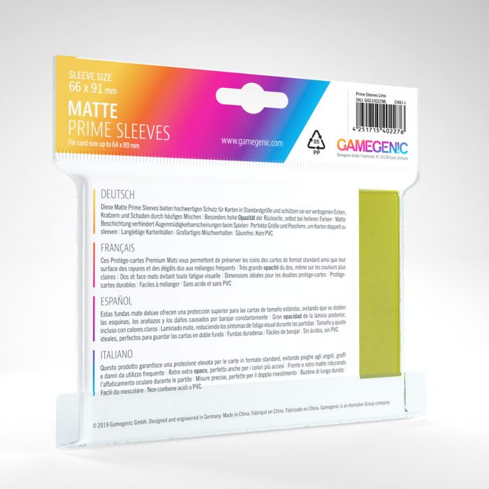 Gamegenic Matte Prime Sleeves (lime)