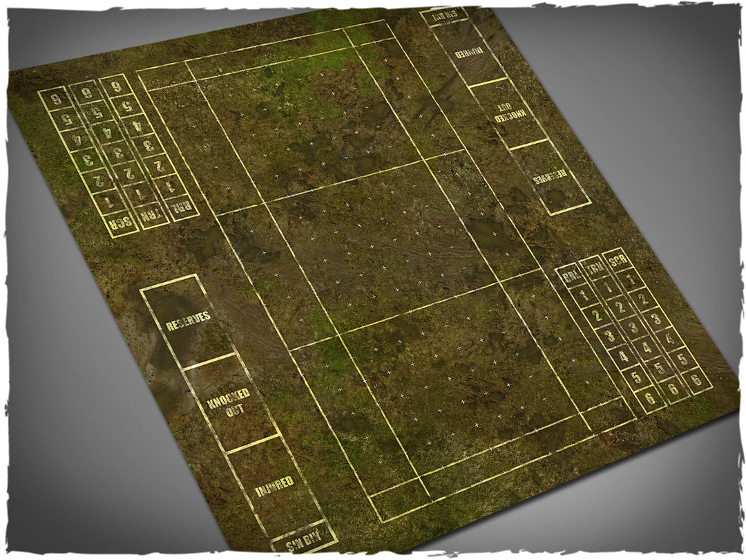 Gaming Mat - Blood Bowl Sevens Pitch, Muddy Field (76x72 cm) (Deep-Cut Studio)38matBB7m
