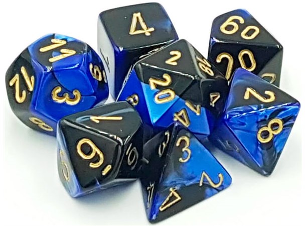 Gemini - Black-Blue/gold - 7-Die Set (26435) - Chessex