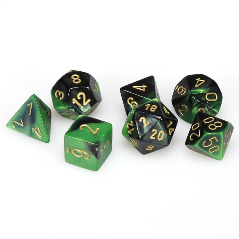 Gemini - Black-Green/gold - 7-Die Set (26439) - Chessex