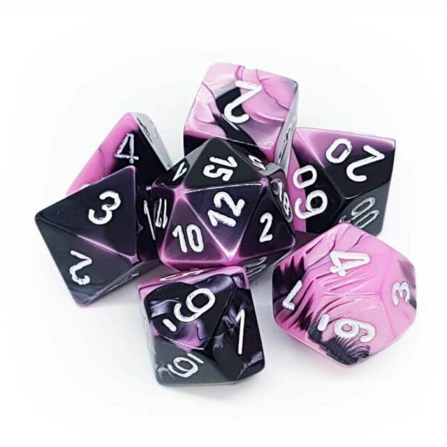 Gemini - Black-Pink/white - 7-Die Set (26430) - Chessex