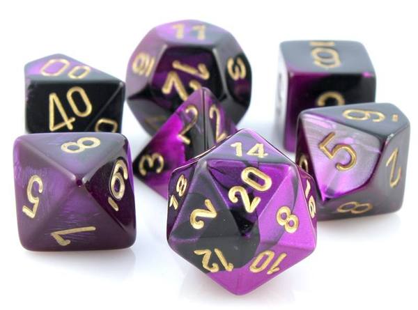 Gemini - Black-Purple/gold - 7-Die Set (26440) - Chessex