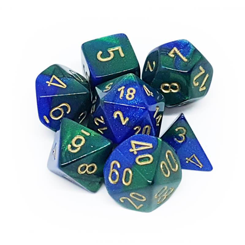 Gemini - Blue-Green/gold - 7-Die Set (26436) - Chessex