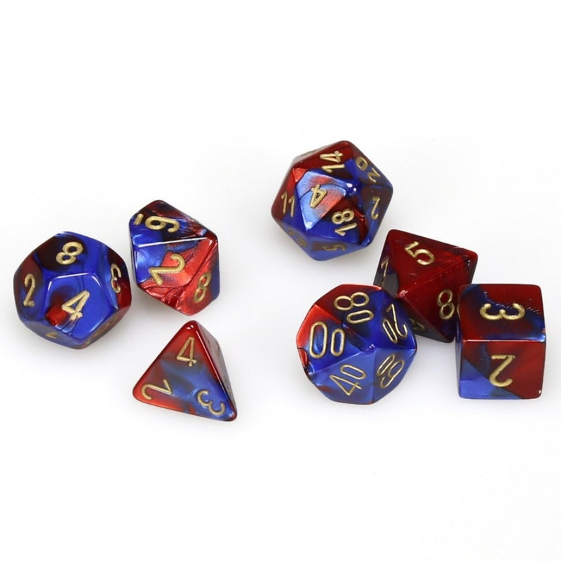 Gemini - Blue-Red/gold - 7-Die Set (26429) - Chessex