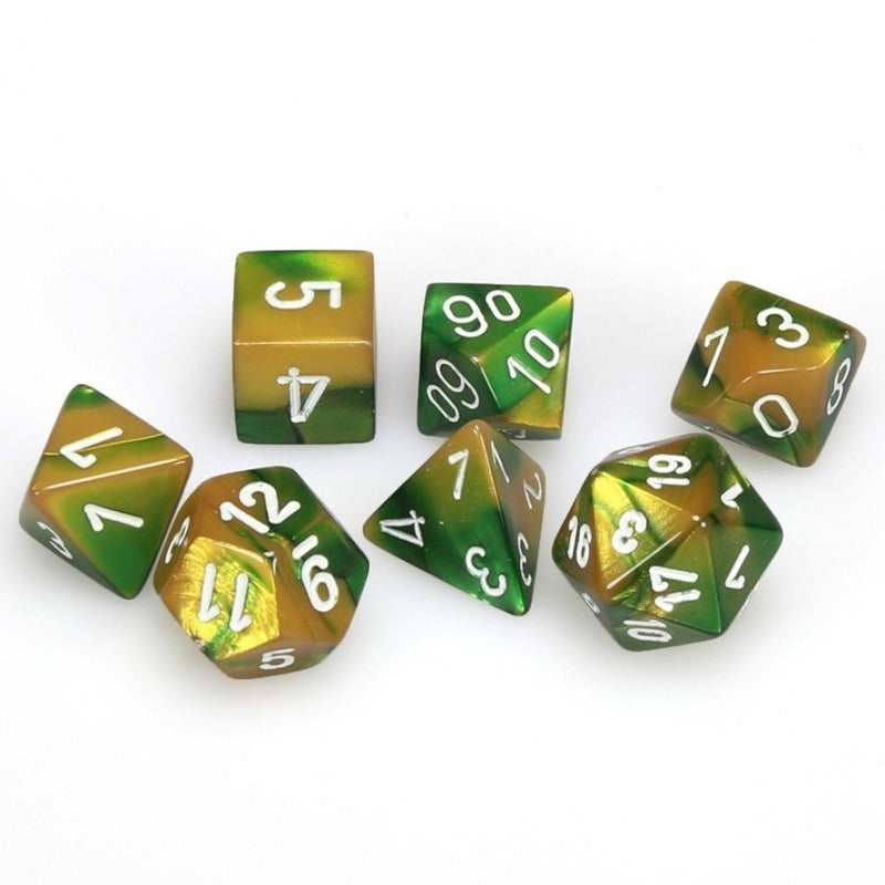 Gemini - Gold-Green/white - 7-Die Set (26425) - Chessex