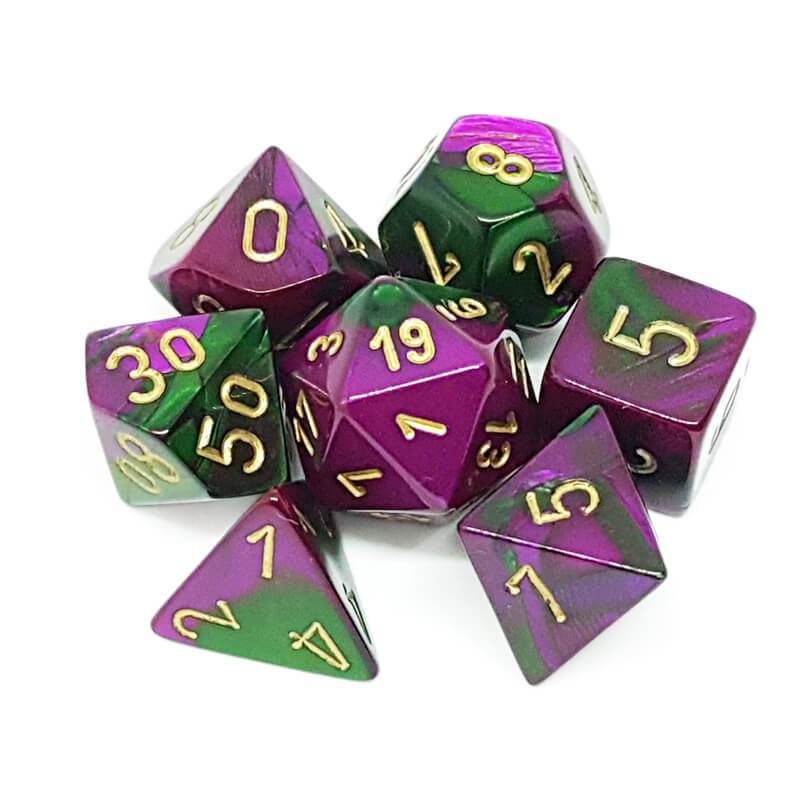 Gemini - Green-Purple/gold - 7-Die Set (26434) - Chessex