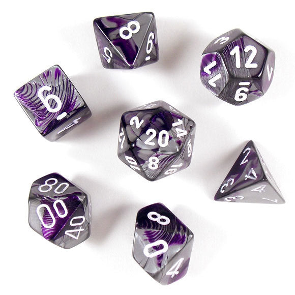 Gemini - Purple-Steel/white - 7-Die Set (26432) - Chessex