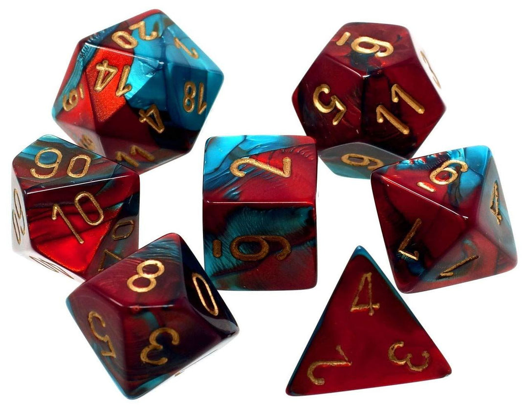 Gemini - Red-Teal/gold - 7-Die Set (26462) - Chessex