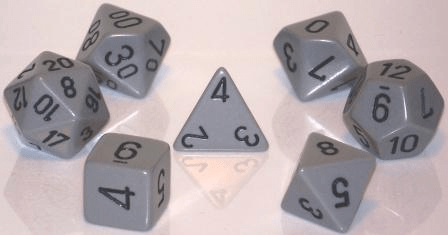 Opaque rollespilsterninger grå m/sort (25410) (Chessex)