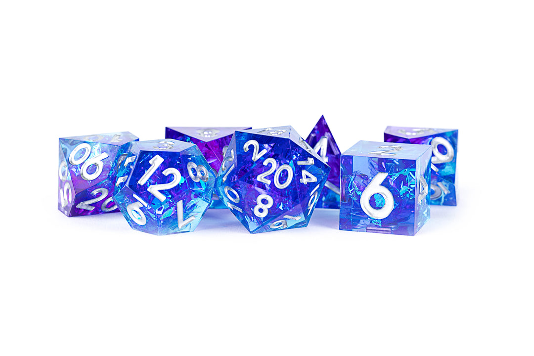 Handcrafted Sharp Resin Poly Dice Set - Oceanic Flare (FanRoll)