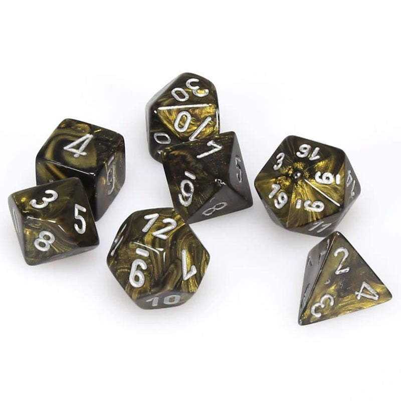 Leaf - Black Gold/silver - Polyhedral 7-Die Set (27418) - Chessex
