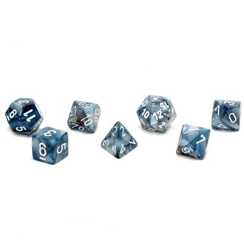 Lustrous - Slate/white - Polyhedral 7-Die Set (27490) - Chessex