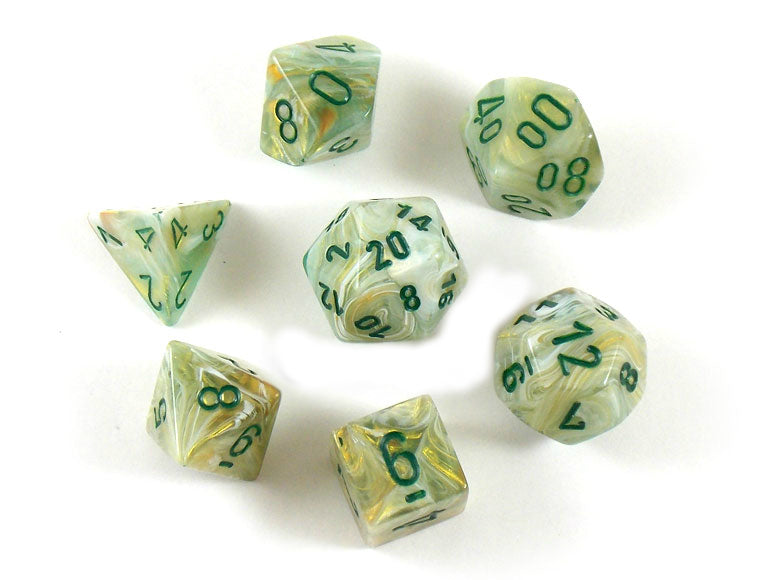Marble - Green/dark green - Polyhedral 7-Die Set (27409) - Chessex