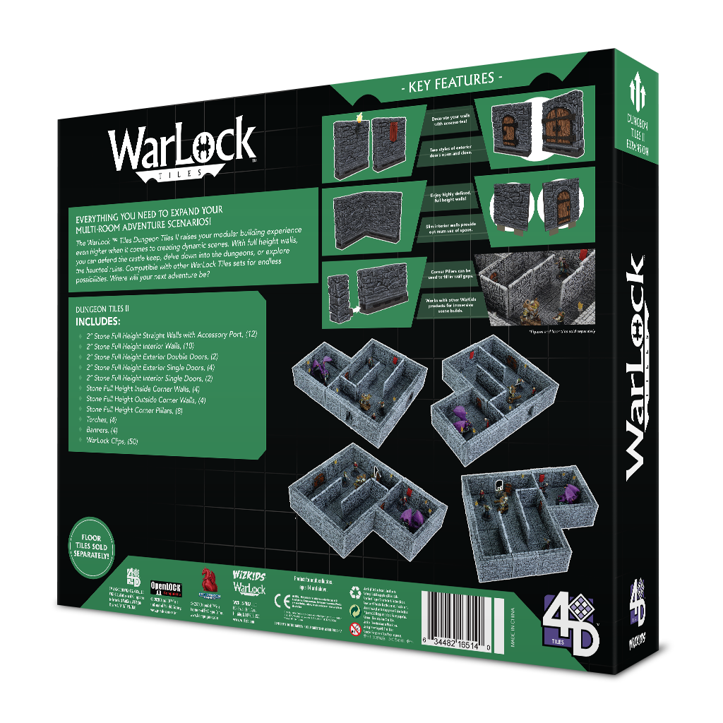 WarLock Tiles: Dungeon Tiles II - Full Height Stone Walls Expansion