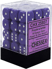 Opaque 12mm D6 lilla m/hvid terninger (25807) (Chessex)