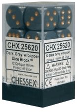 Opaque 16mm D6 grå m/kobber terninger (25620) (Chessex)