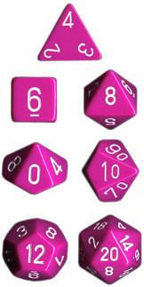Opaque rollespilsterninger lys lilla m/hvid (Chessex)(25427)