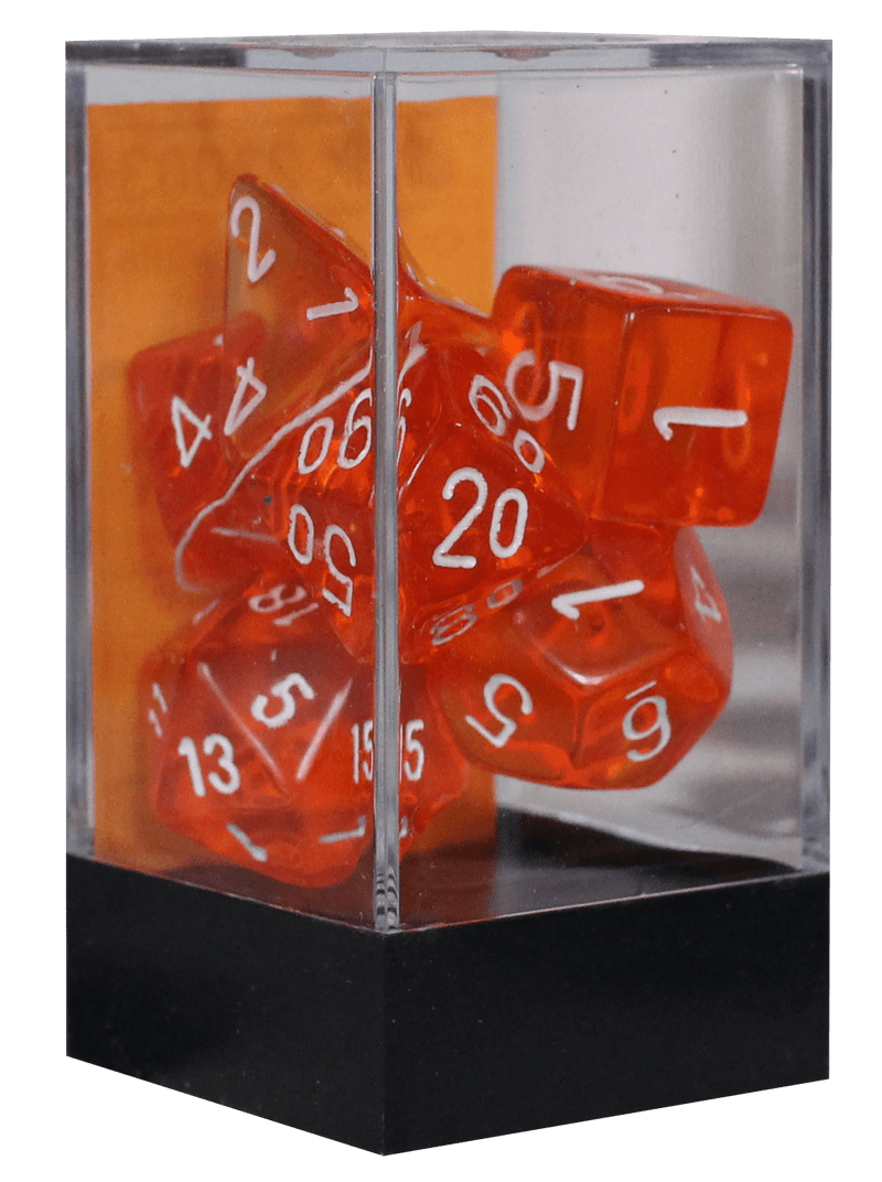 Translucent Polyhedral 7-Die Set Orange/white (Chessex) (23073)