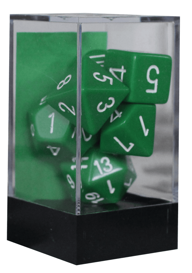 Opaque rollespilsterninger grøn m/hvid (Chessex)(25405)