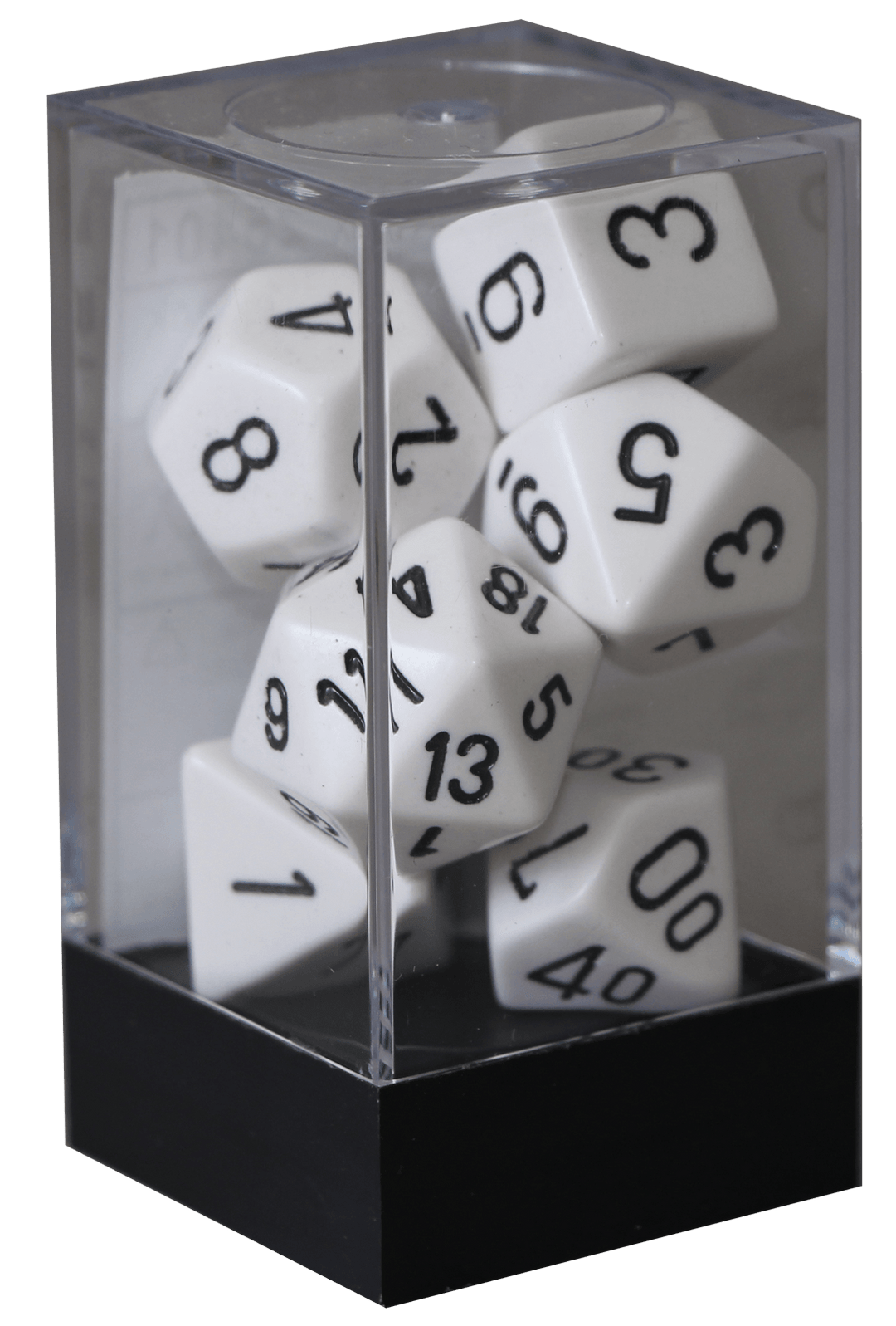 Opaque rollespilsterninger hvid m/sort (Chessex) (25401)