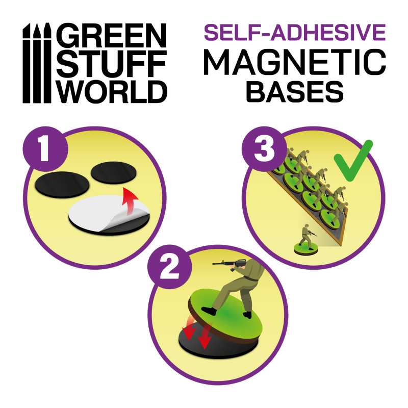 Round Magnetic Sheet SELF-ADHESIVE - 28,5mm (Green Stuff World)