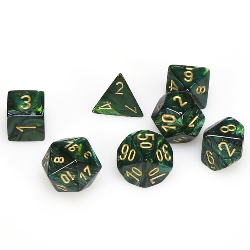 Scarab - Jade/gold - Polyhedral 7-Die Set (27415) - Chessex
