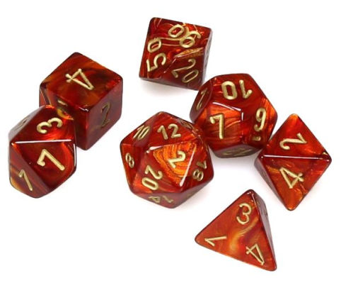 Scarab - Scarlet/gold - Polyhedral 7-Die Set (27414) - Chessex