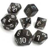 Translucent Polyhedral 7-Die Set Smoke/white (Chessex) (23078)