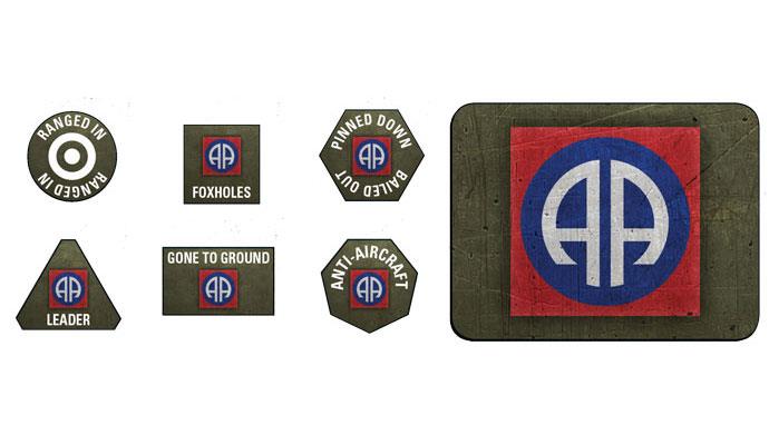 Flames of War: 82nd Airborne Division Tokens (x20) & Objectives (x2) (US905)