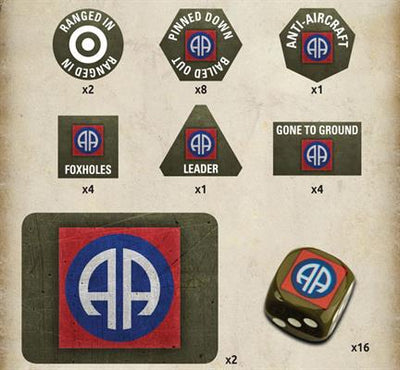 Flames of War: American 82nd Airborne Gaming Set (x20 Tokens, x2 Objectives, x16 Dice) (TD040)