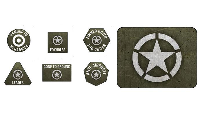 Flames of War: American LW Tokens (x20) & Objectives (x2) (US907)