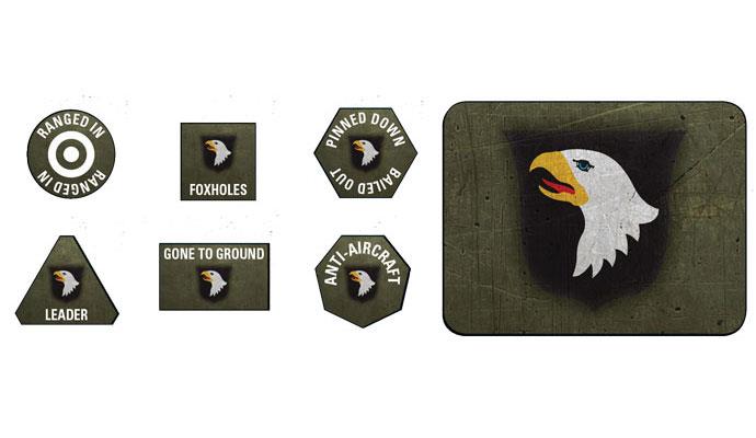 Flames of War: 101st Airborne Division Tokens (x20) & Objectives (x2) (US909)