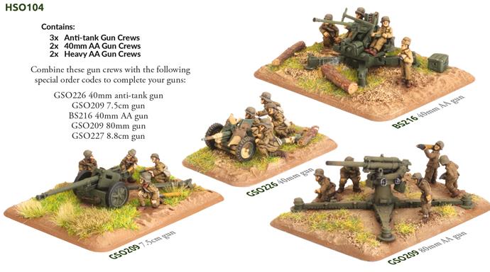 Flames of War: Anti-tank Gun and AA Crew (x30 Figs) (HSO104)