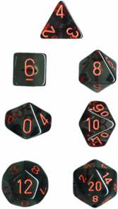 Translucent Polyhedral 7-Die Set Smoke/red (Chessex) (23088)